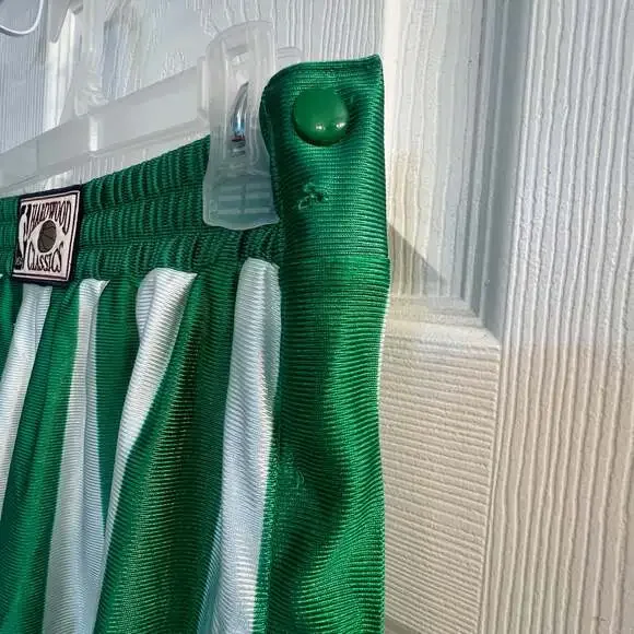 1990s NBA Green White Striped Hardwood Classics Warm-up Pants W Side Snaps